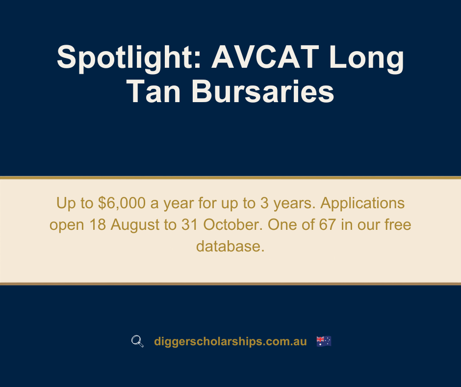 Monday Spotlight post: navy background with bronze headline spotlighting a scholarship